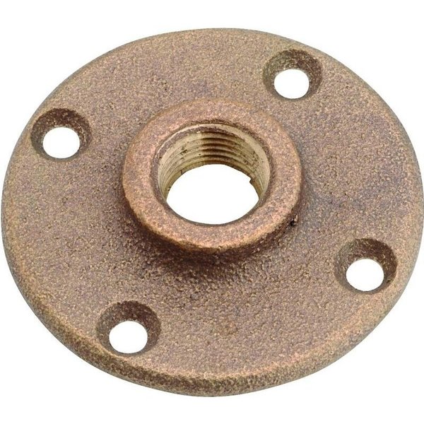 Anderson Metals Floor Pipe Flange, 34 in, 4Bolt Hole, Brass 38151-12